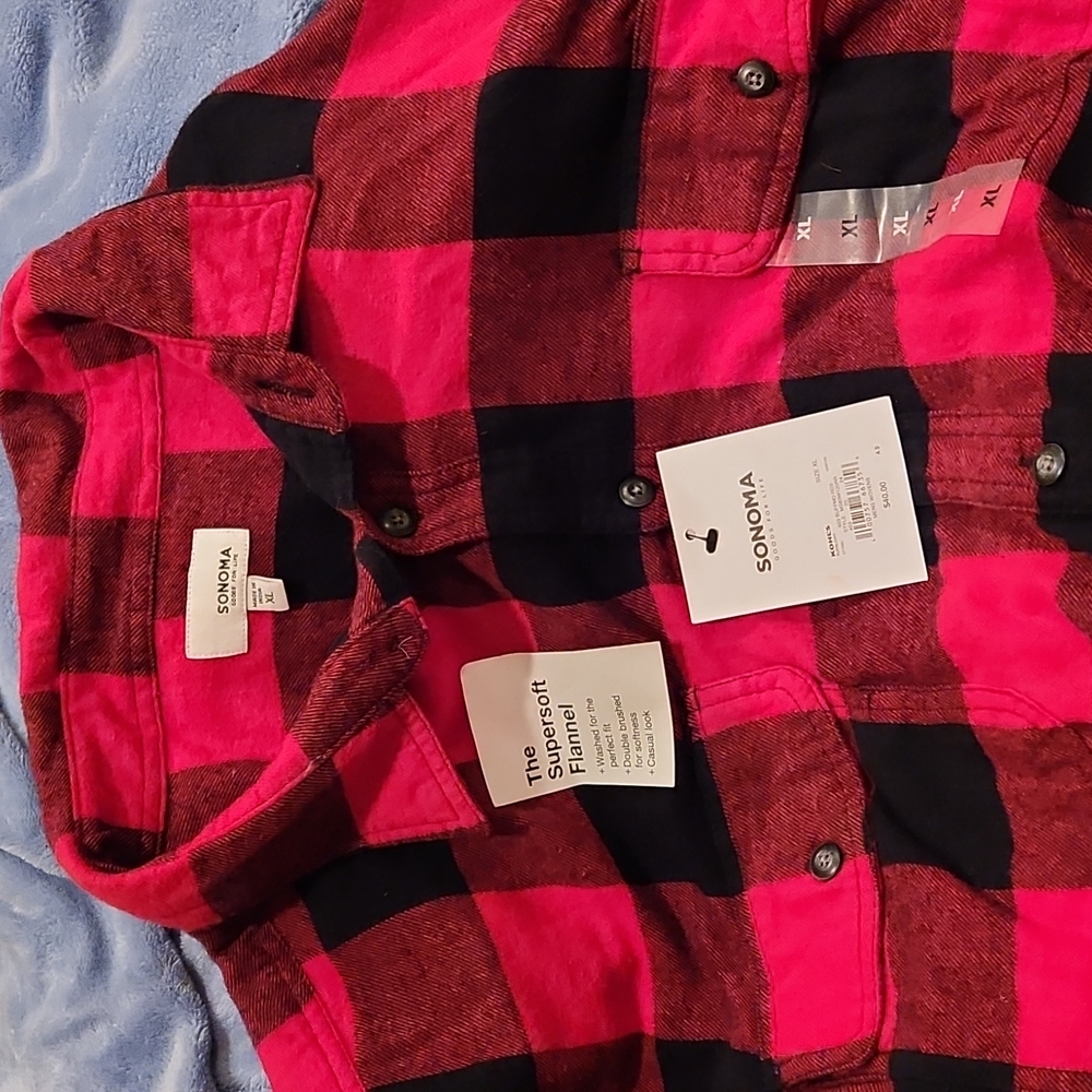 XL SONOMA FLANNEL BUTTON DOWN BUFFALO PLAID